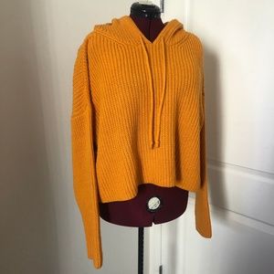 Forever 21 Chunky Knit Cropped Hoodie (Plus Size)